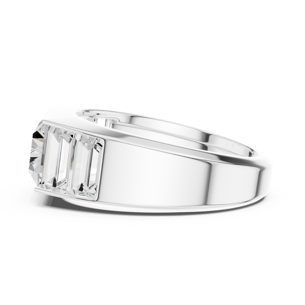 Baguette Cut Diamond Men's Signet Ring