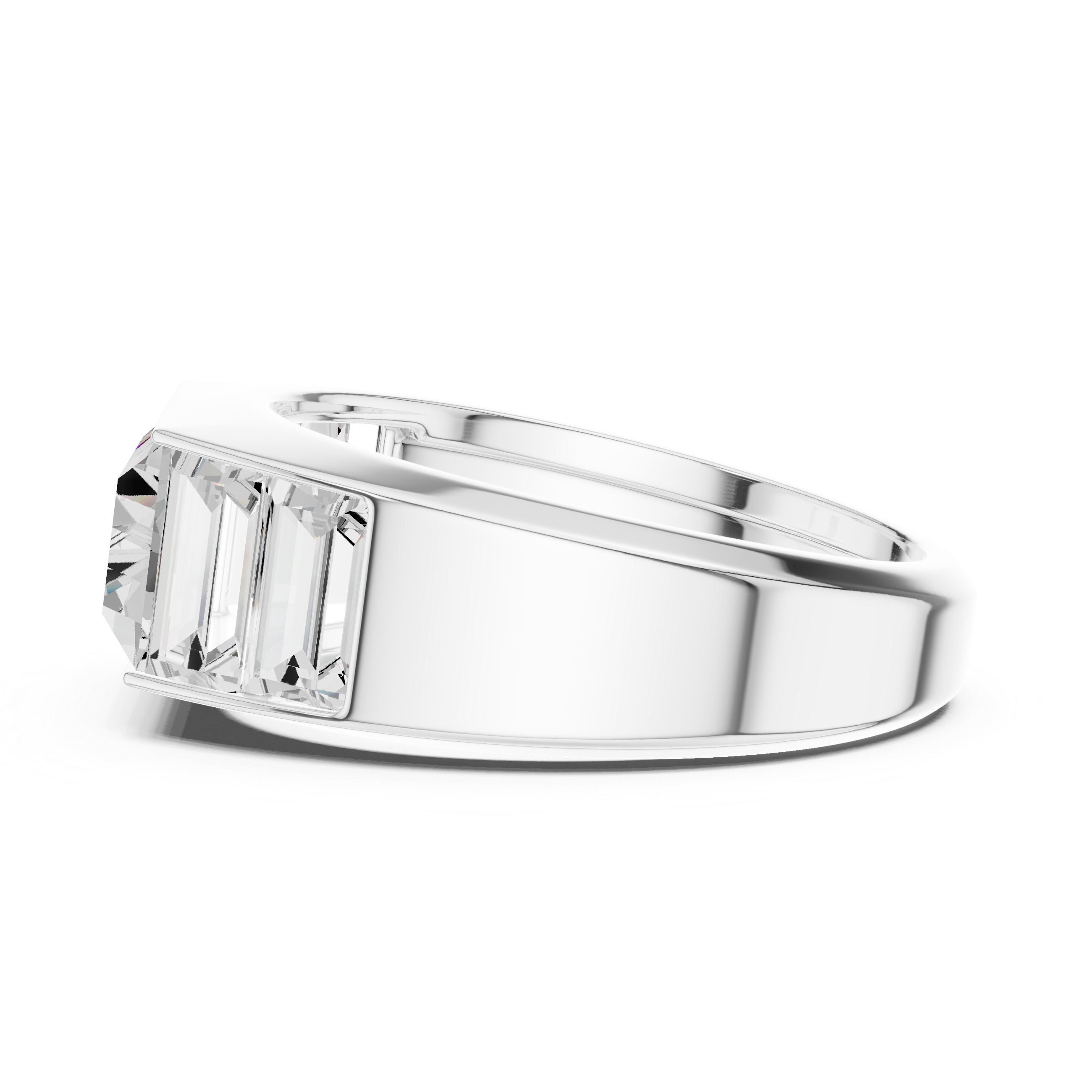 Baguette Cut Diamond Men's Signet Ring