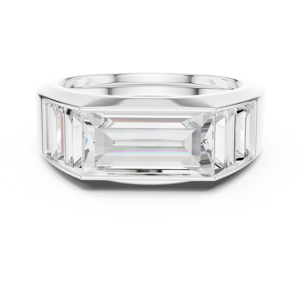 Baguette Cut Diamond Men's Signet Ring