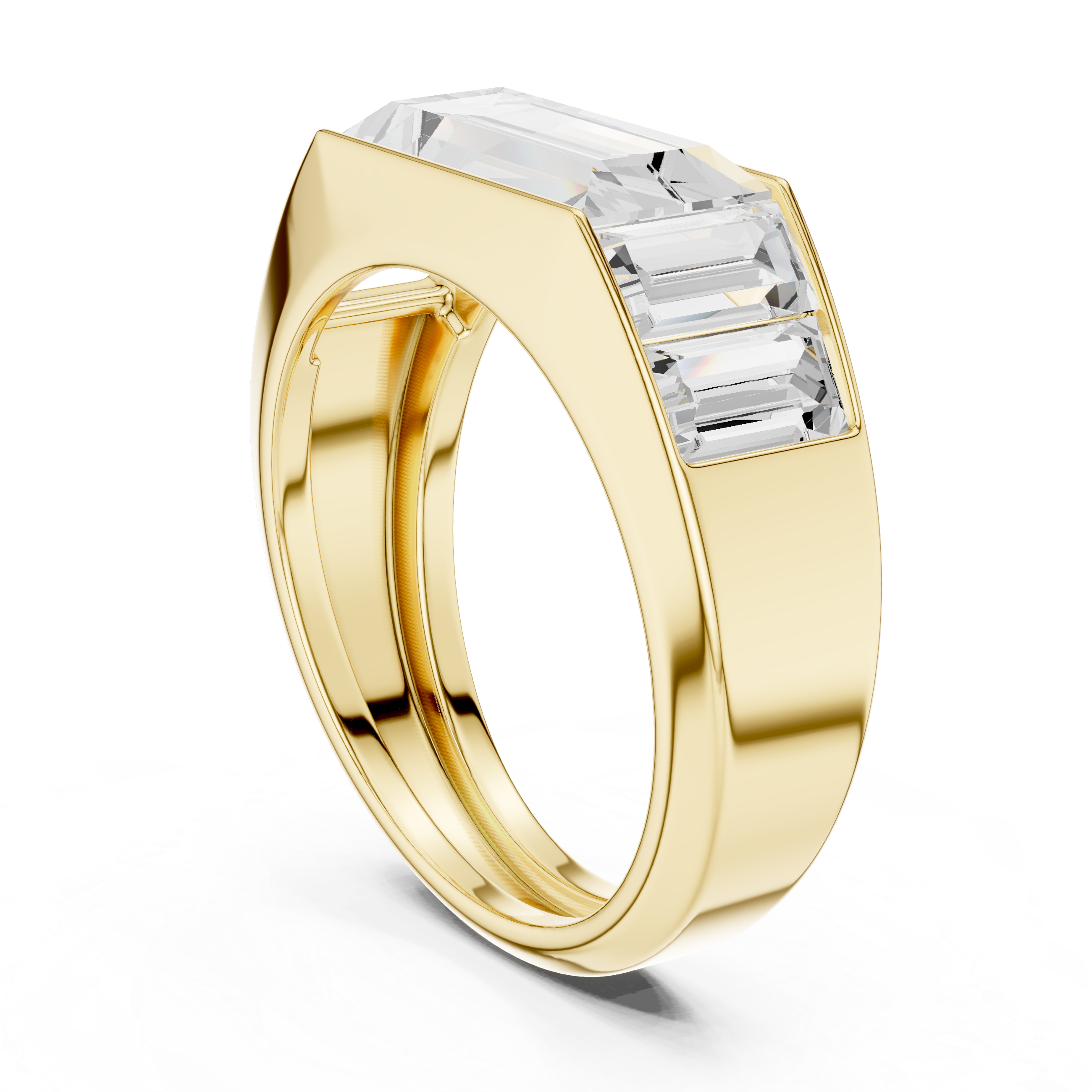 Baguette Cut Diamond Men's Signet Ring