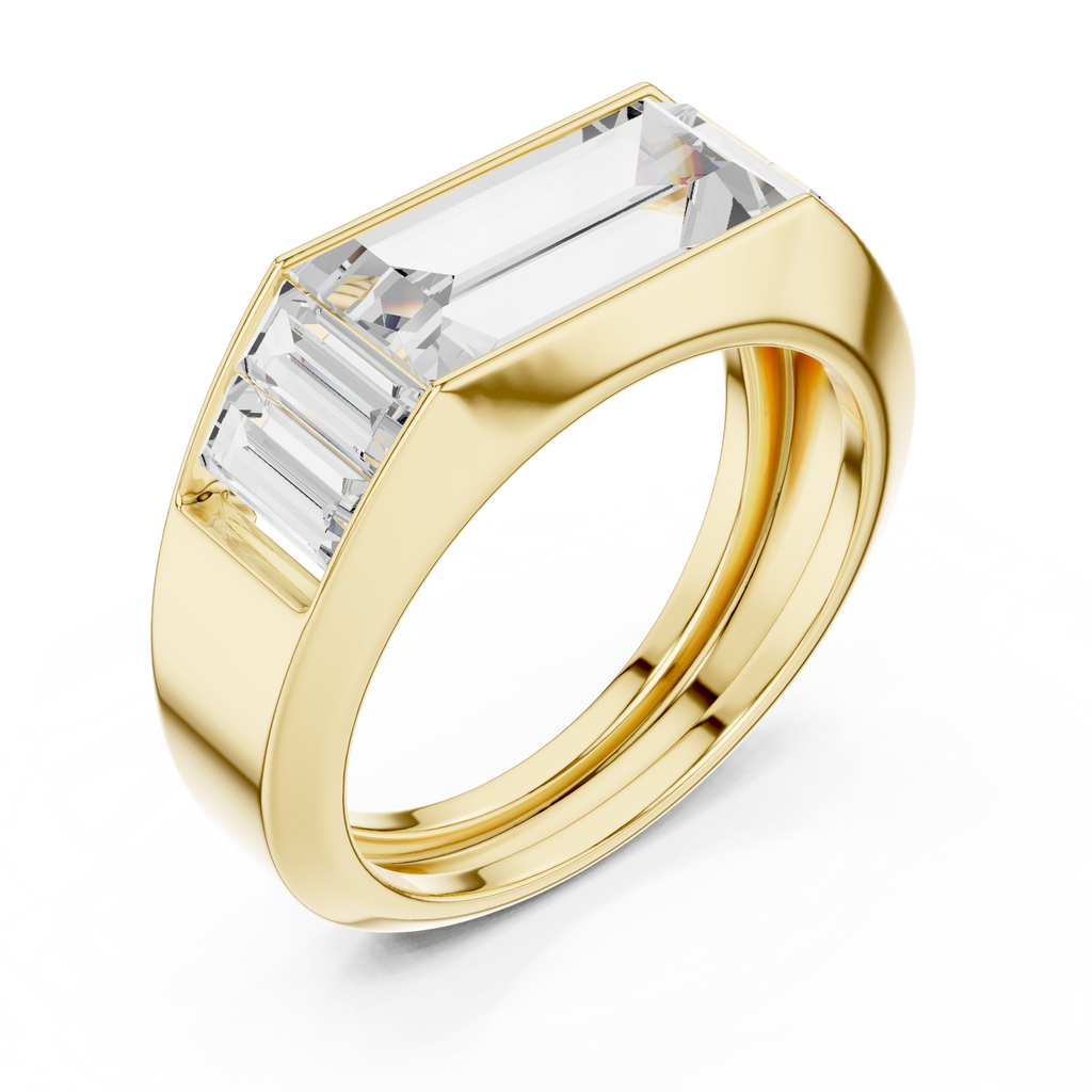 Baguette Cut Diamond Men's Signet Ring
