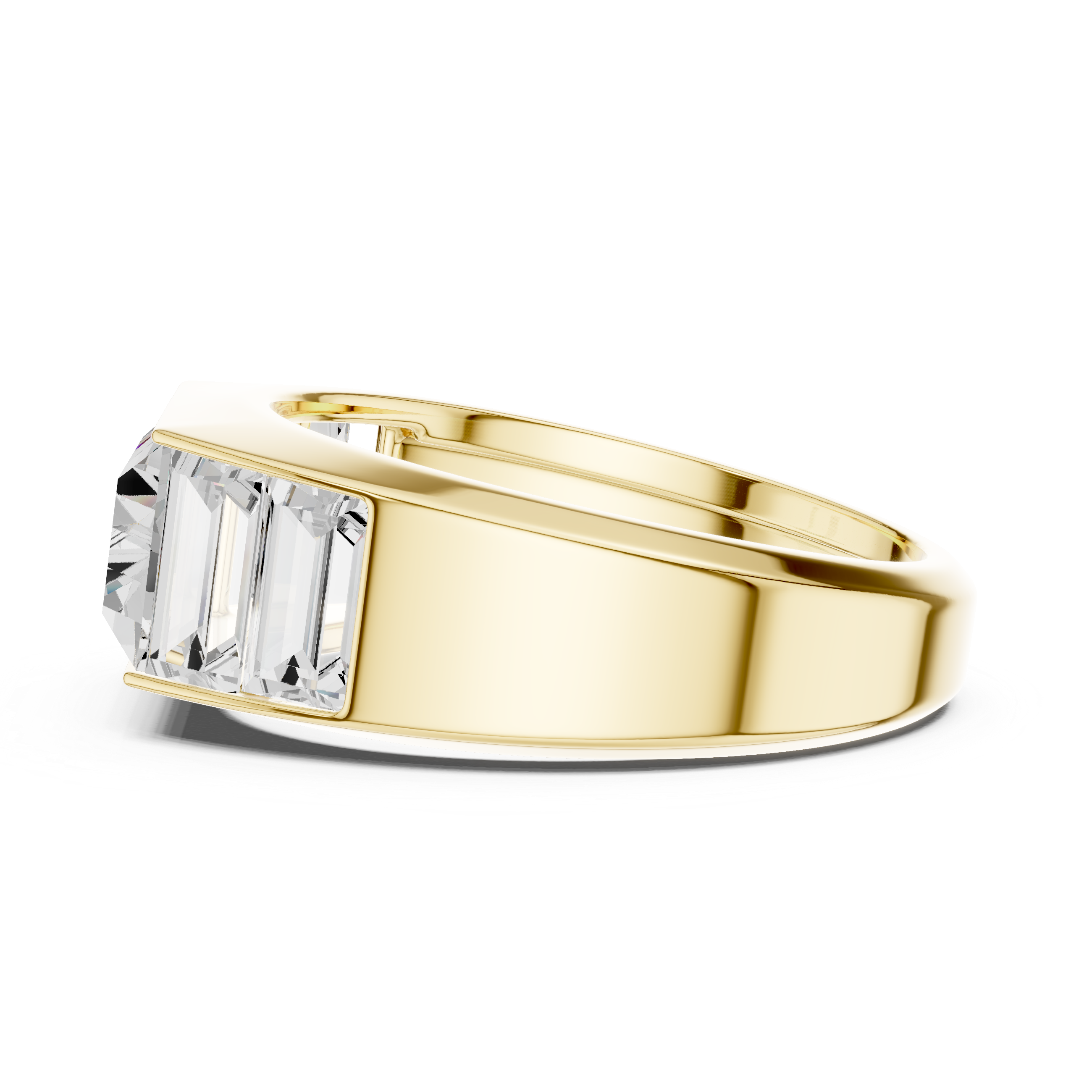 Baguette Cut Diamond Men's Signet Ring