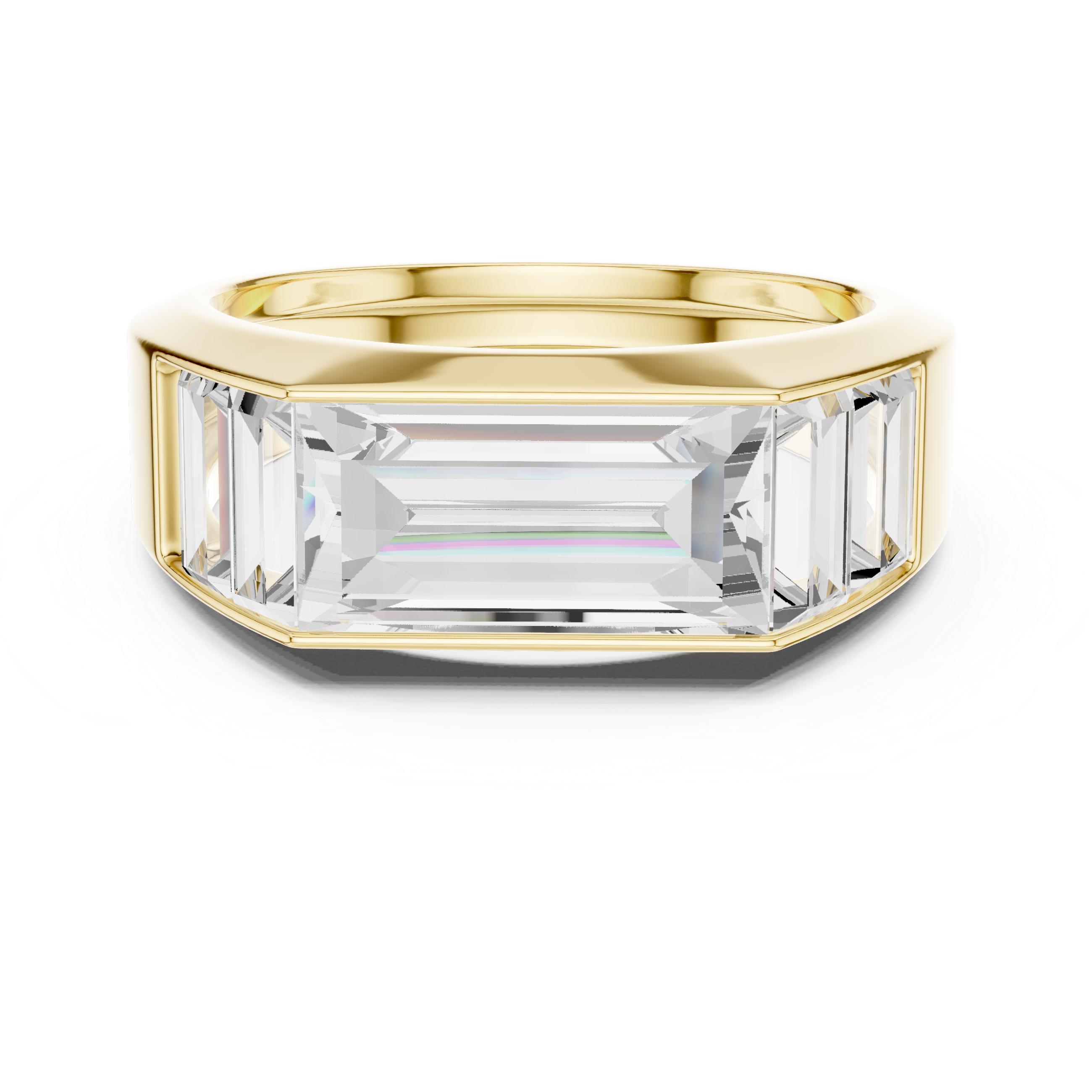 Baguette Cut Diamond Men's Signet Ring