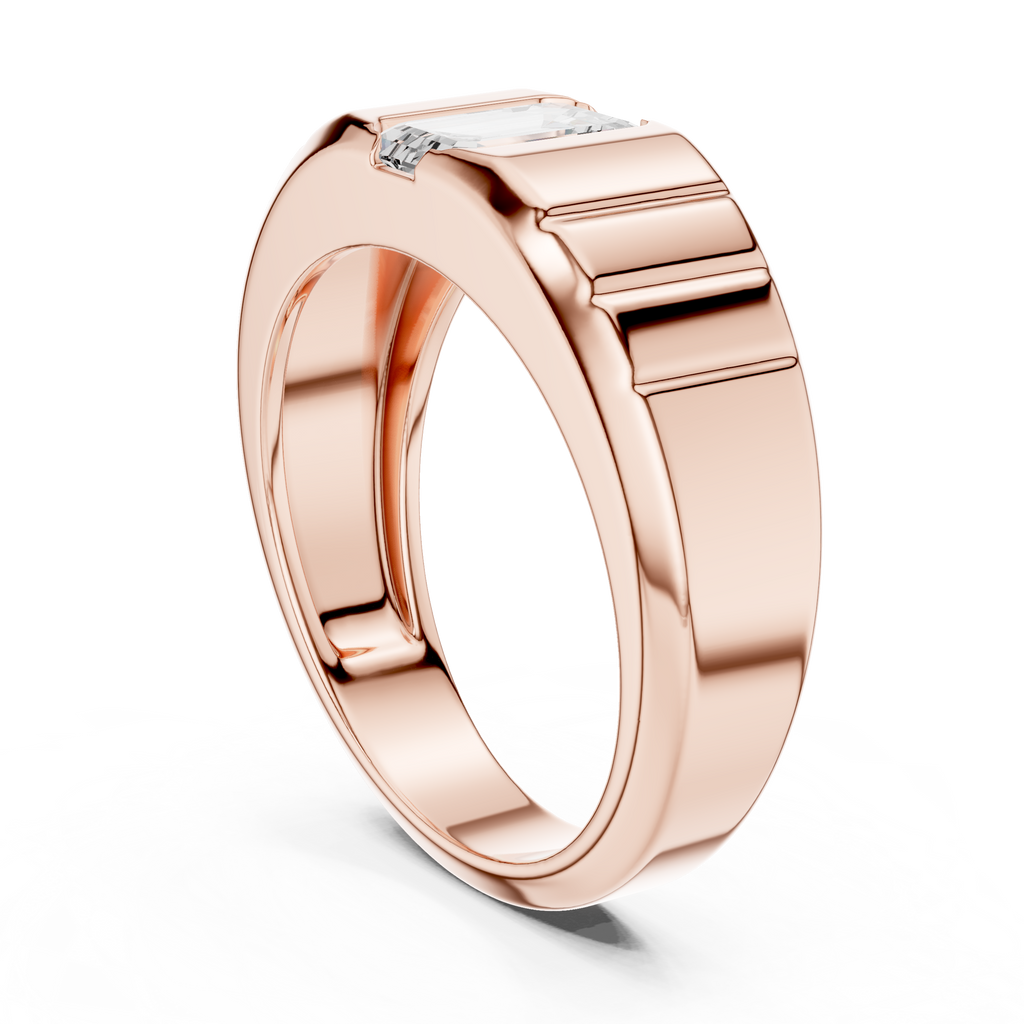 Emerald Cut Diamond Men's Signet Ring
