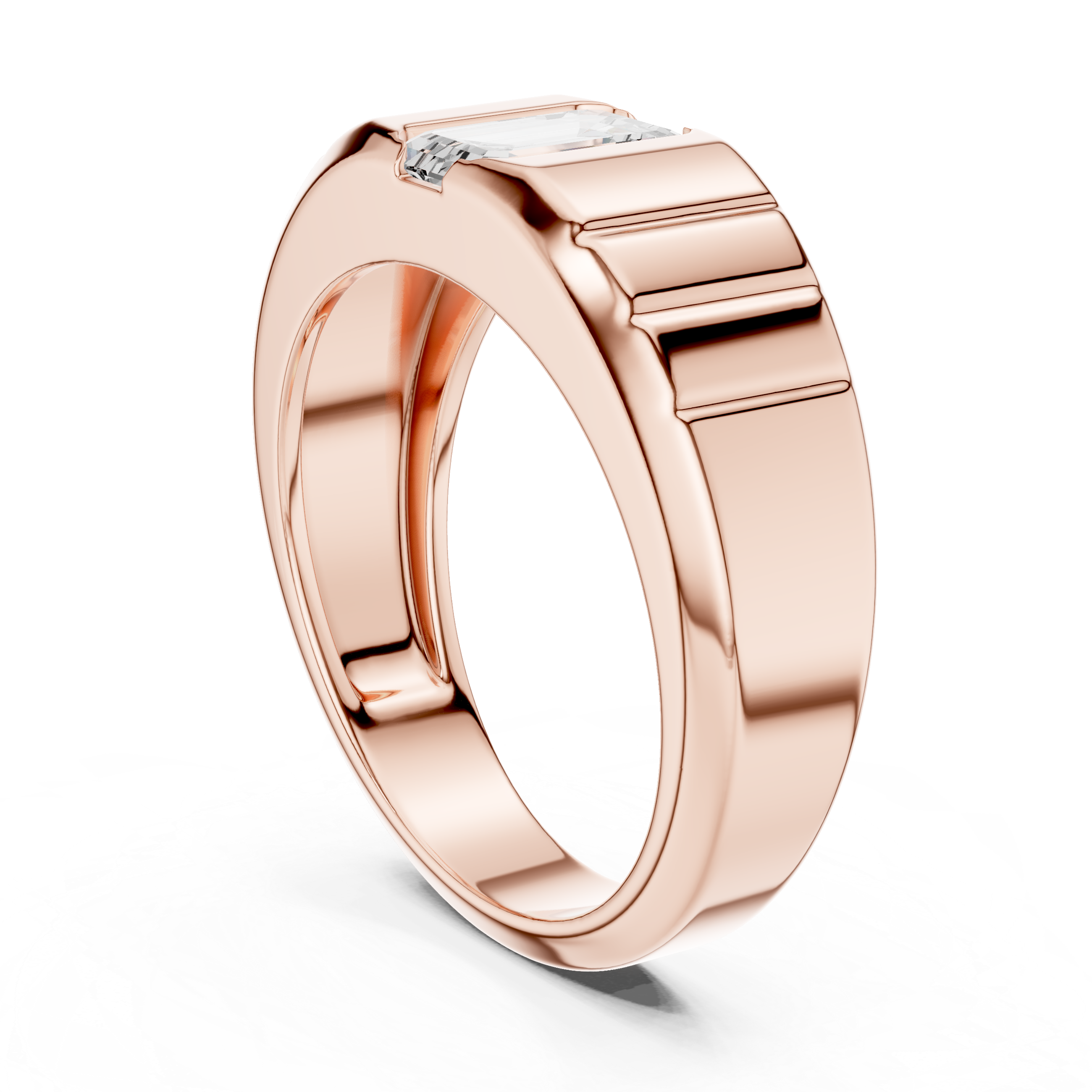 Emerald Cut Diamond Men's Signet Ring
