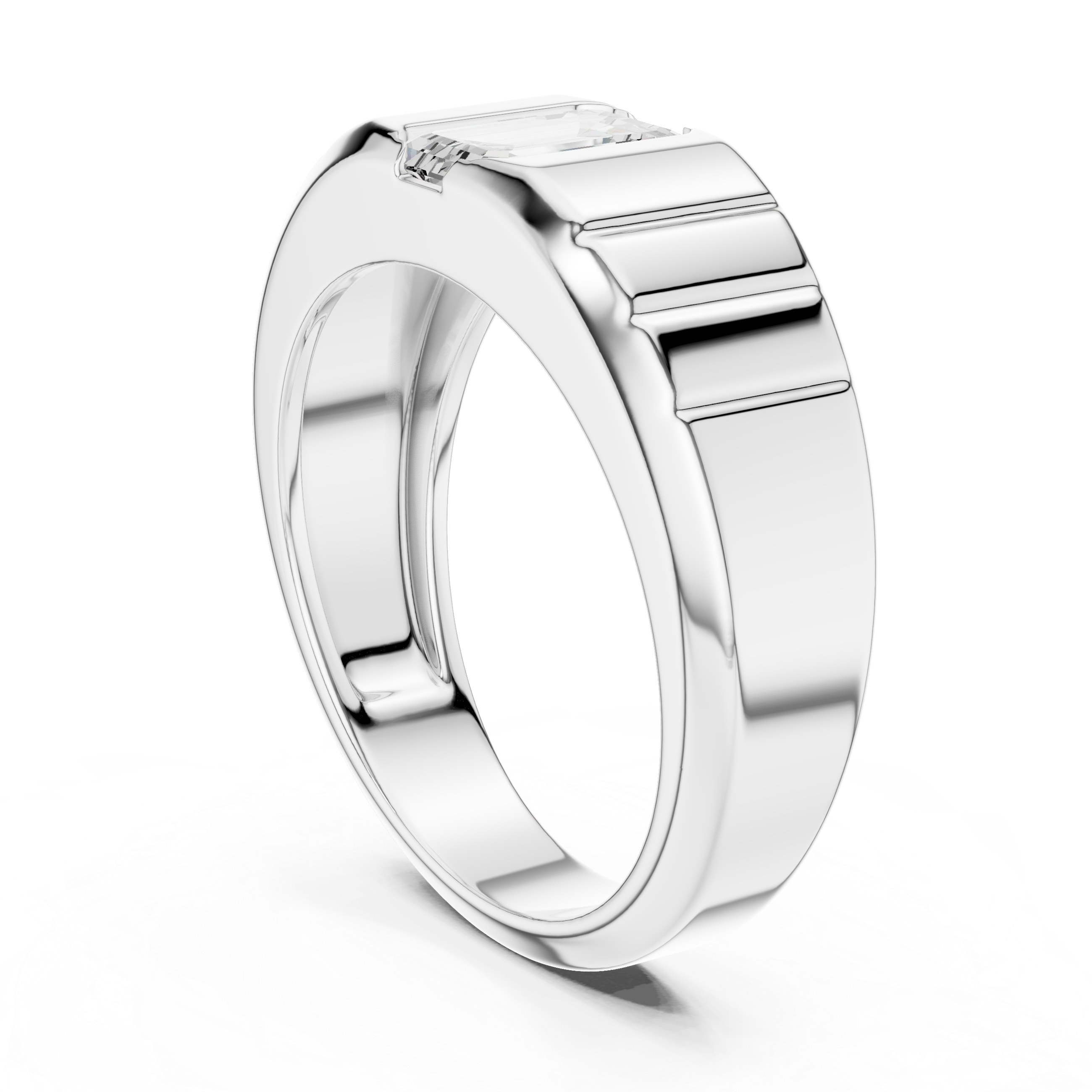 Emerald Cut Diamond Men's Signet Ring