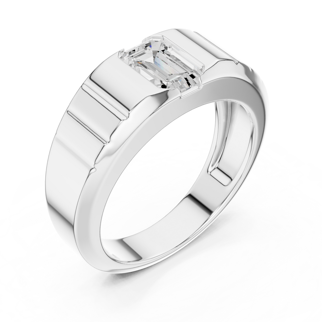 Emerald Cut Diamond Men's Signet Ring