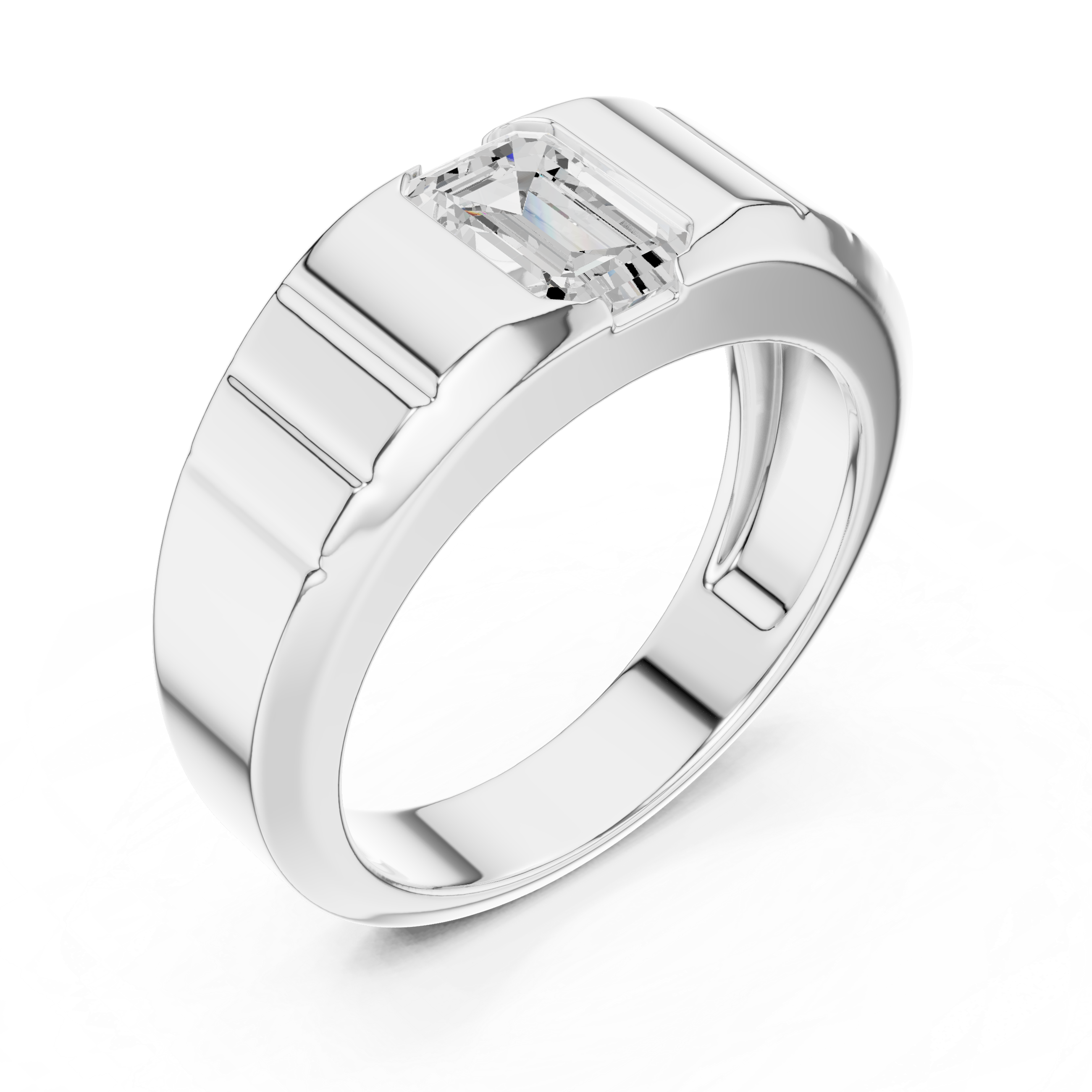 Emerald Cut Diamond Men's Signet Ring