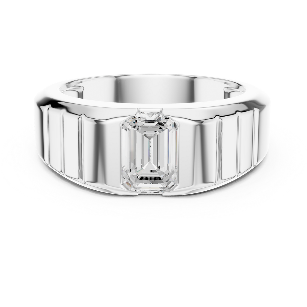 Emerald Cut Diamond Men's Signet Ring