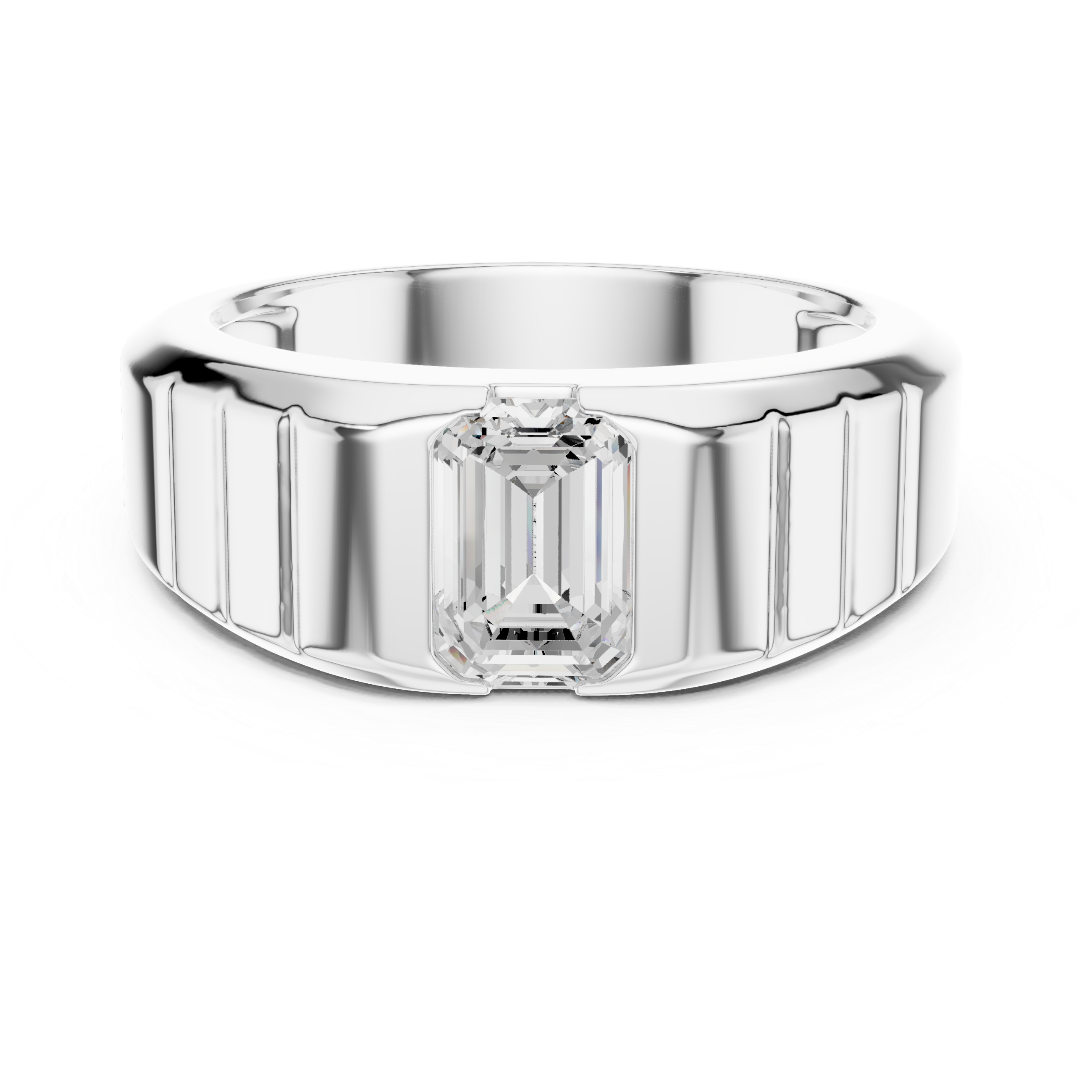 Emerald Cut Diamond Men's Signet Ring