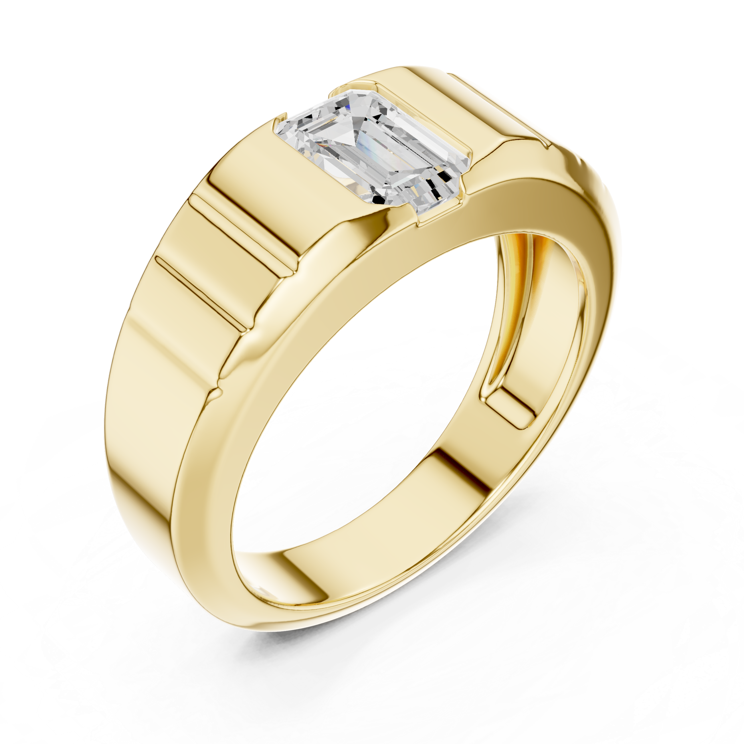 Emerald Cut Diamond Men's Signet Ring