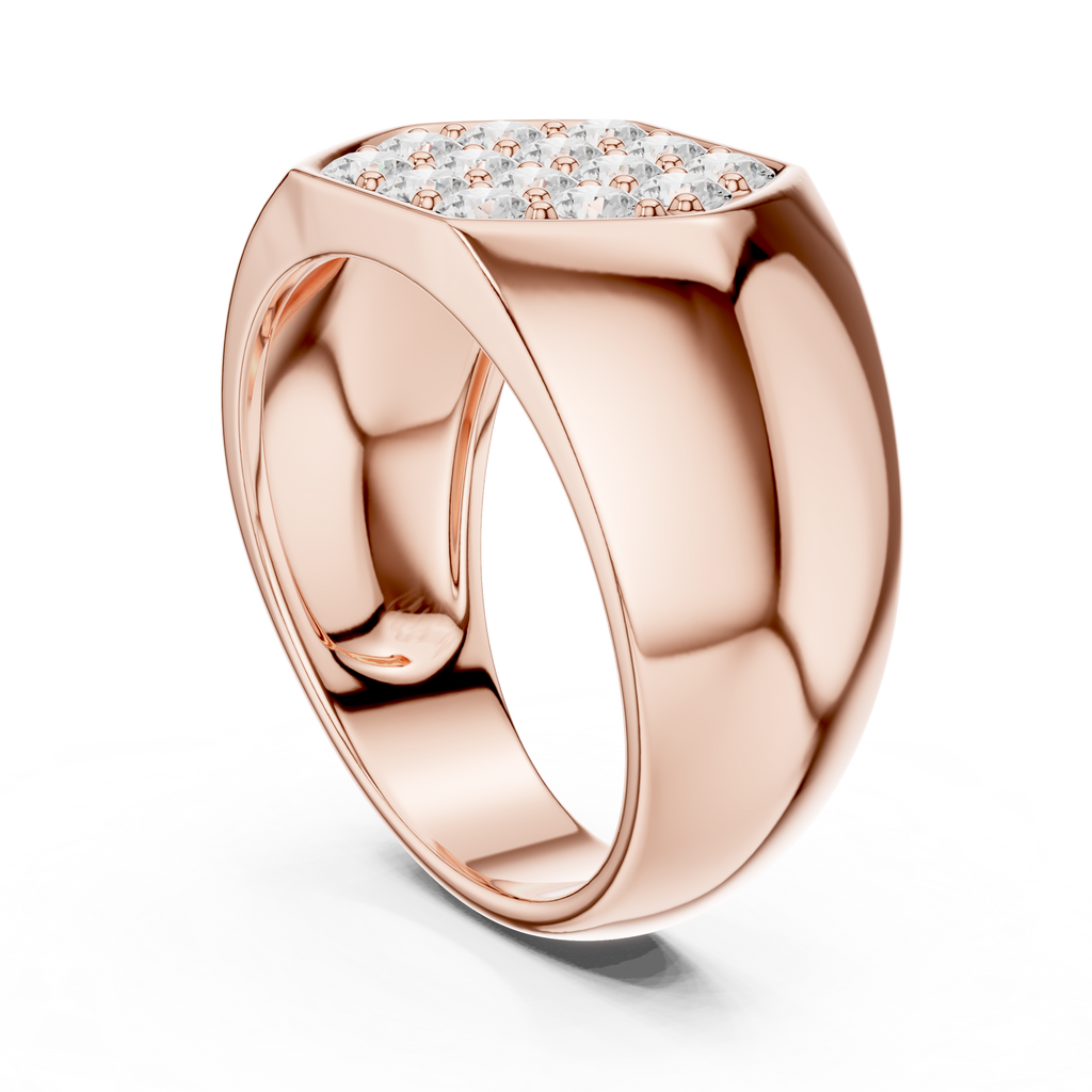 Round Diamond Cluster Men's Signet Ring