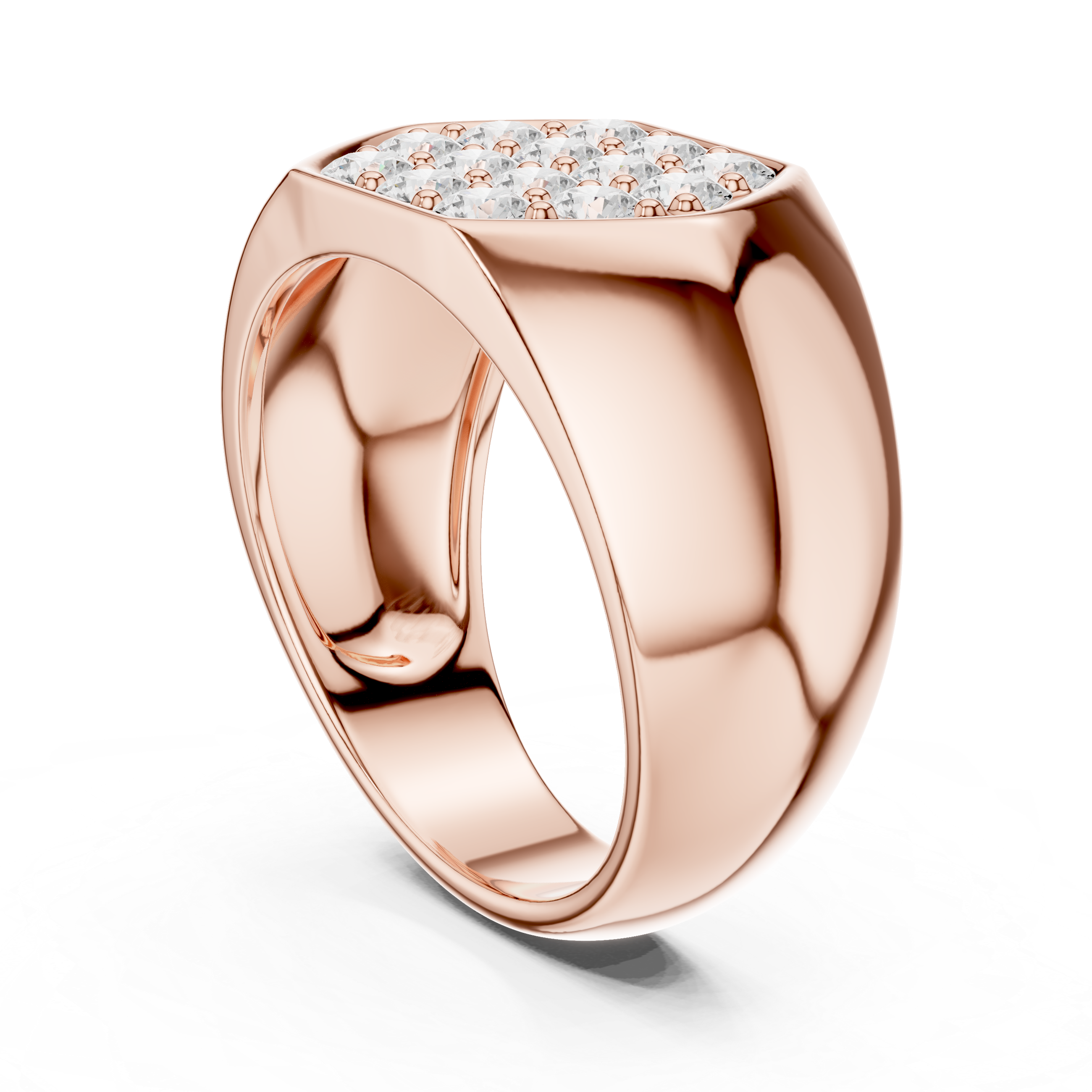 Round Diamond Cluster Men's Signet Ring