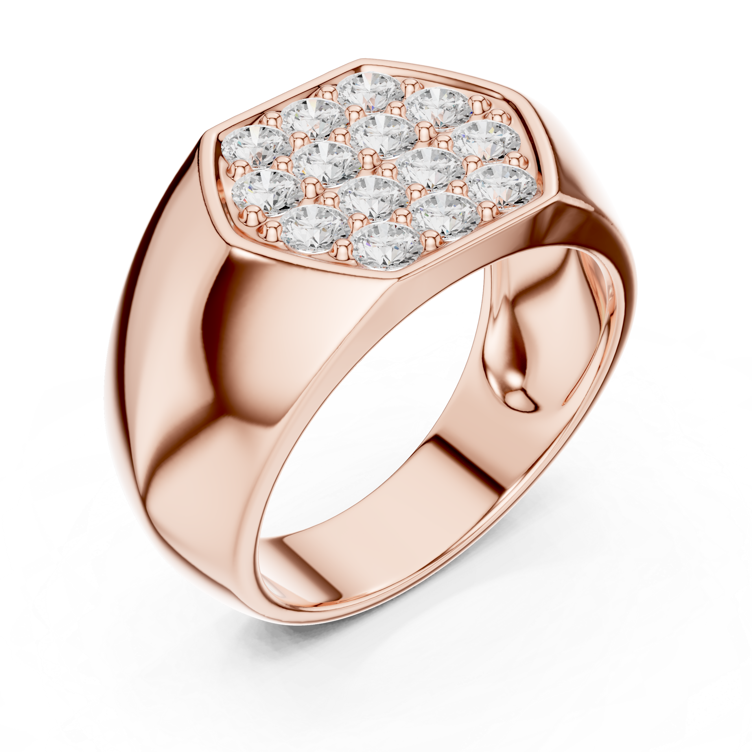 Round Diamond Cluster Men's Signet Ring