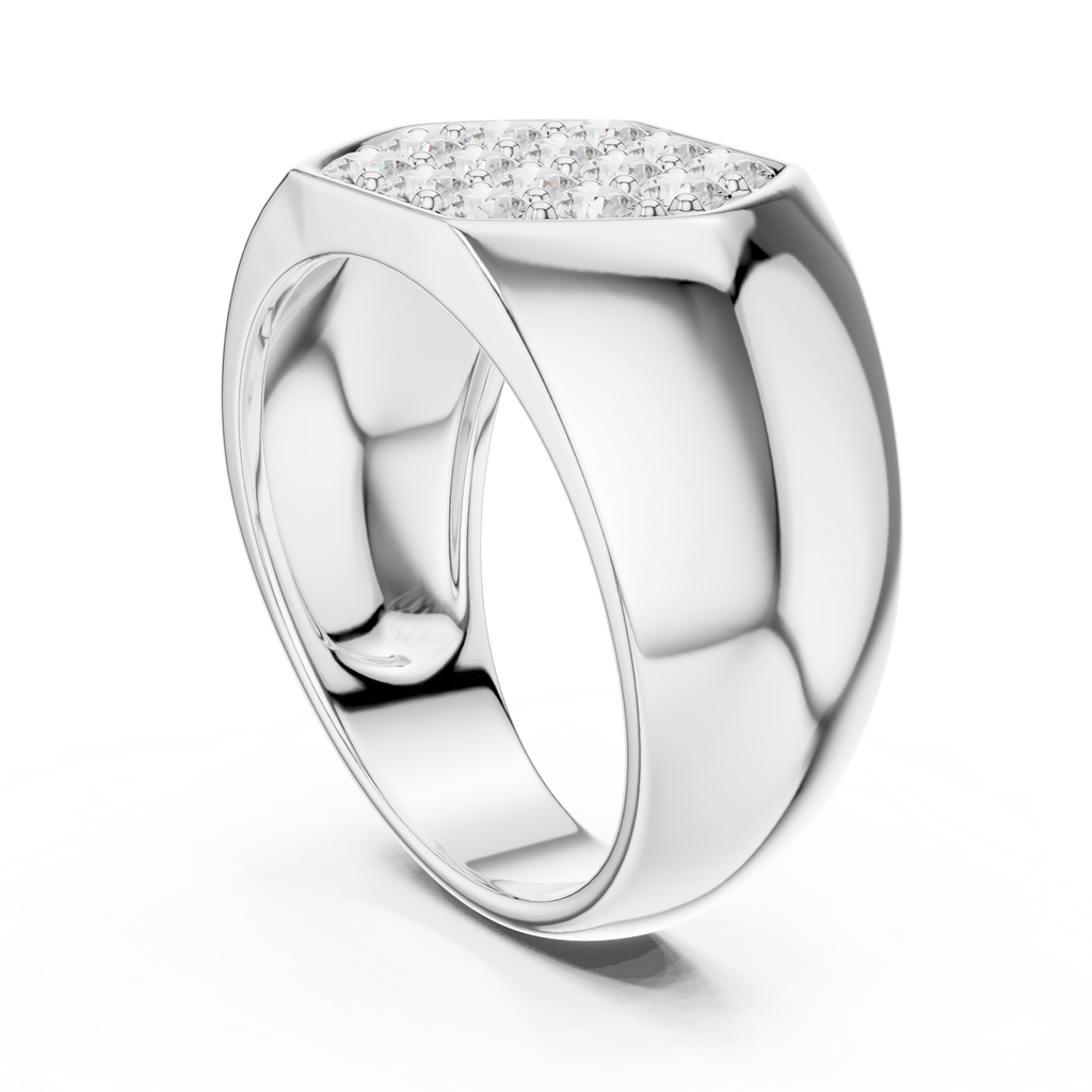 Round Diamond Cluster Men's Signet Ring