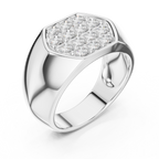 Round Diamond Cluster Men's Signet Ring