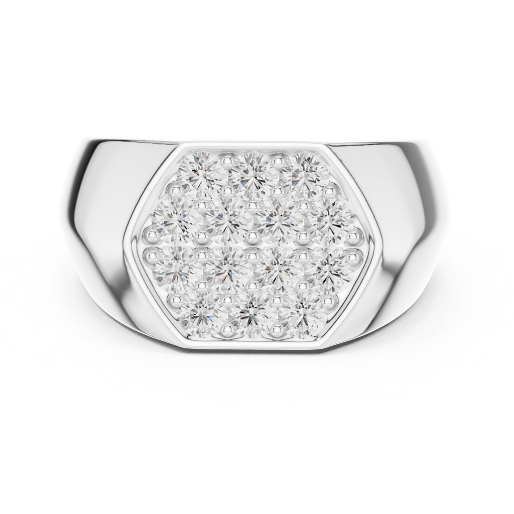 Round Diamond Cluster Men's Signet Ring