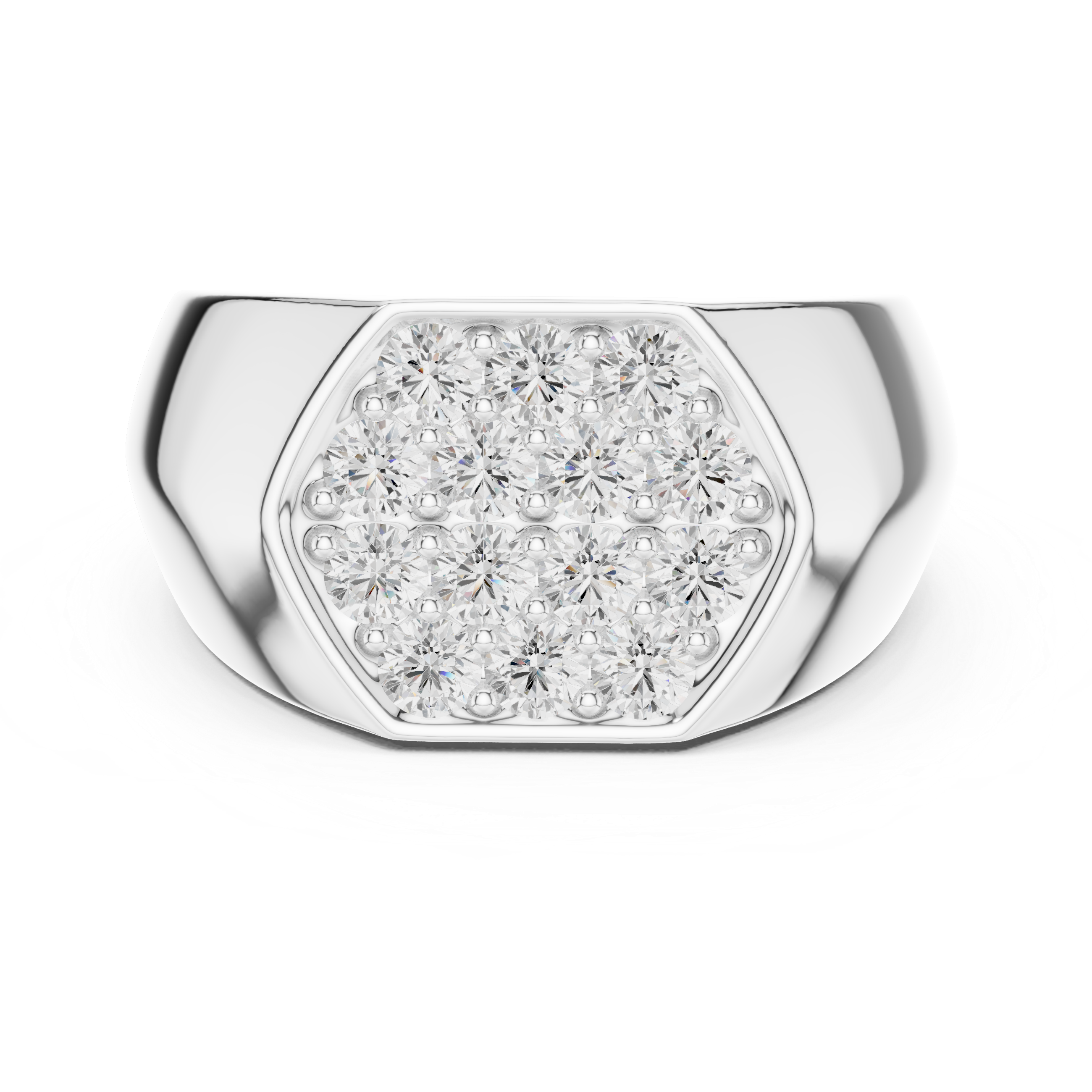 Round Diamond Cluster Men's Signet Ring