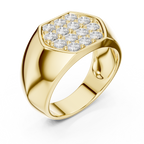 Round Diamond Cluster Men's Signet Ring