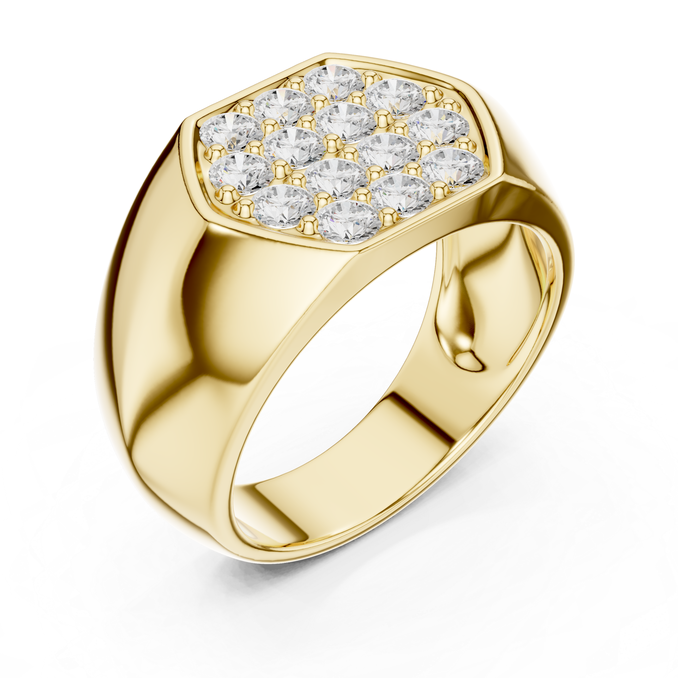 Round Diamond Cluster Men's Signet Ring