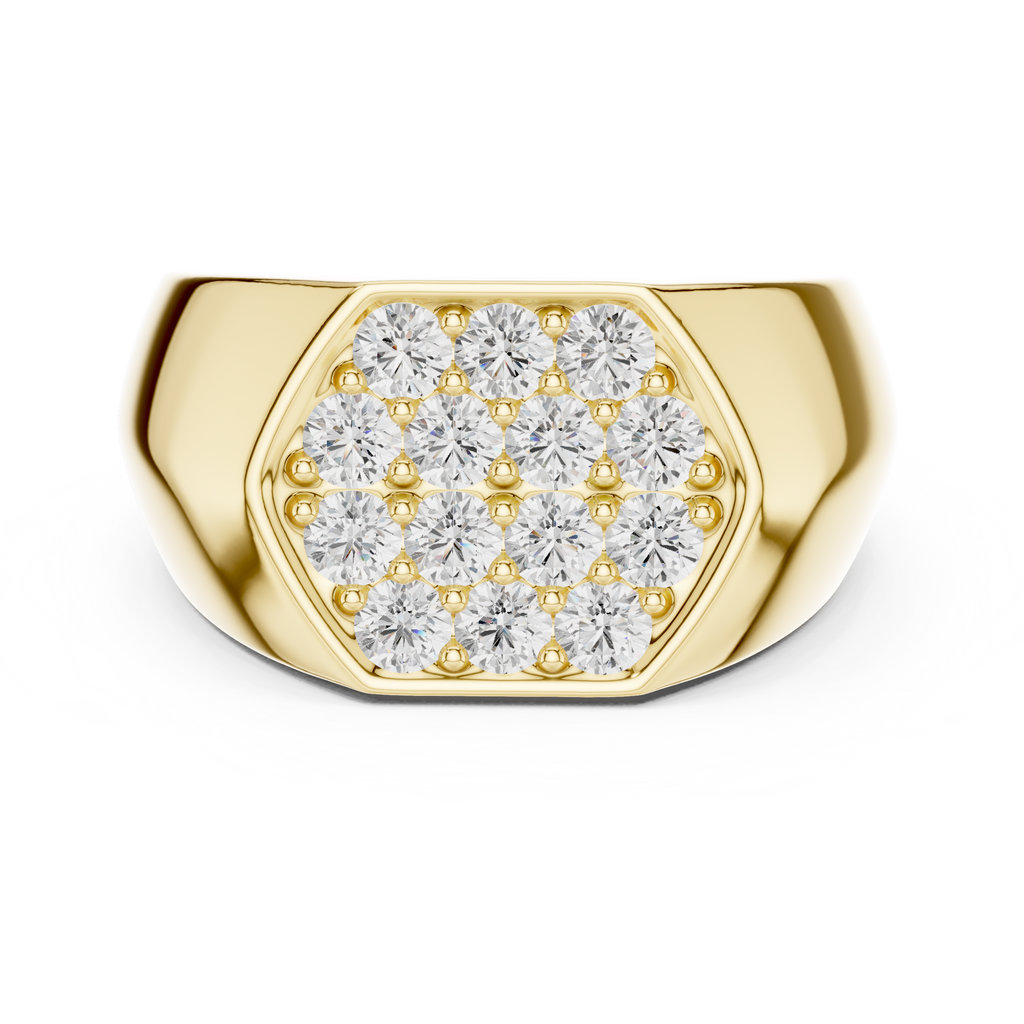 Round Diamond Cluster Men's Signet Ring
