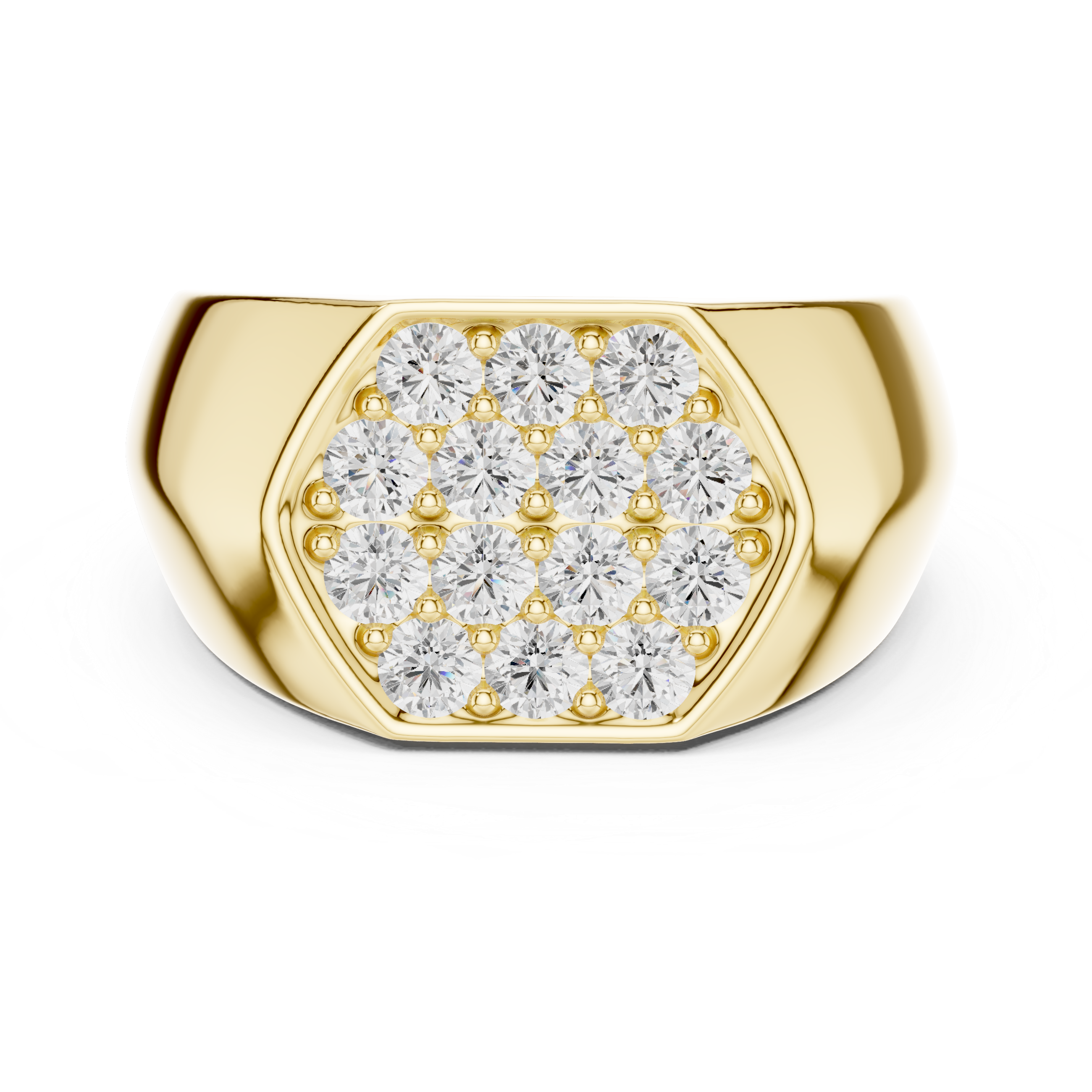 Round Diamond Cluster Men's Signet Ring