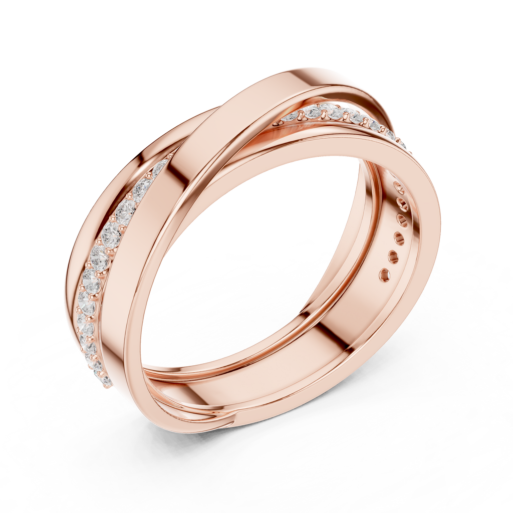 Round Diamond Criss-Cross Men's Band Ring