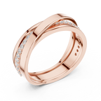Round Diamond Criss-Cross Men's Band Ring