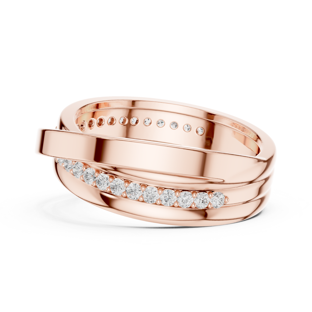 Round Diamond Criss-Cross Men's Band Ring