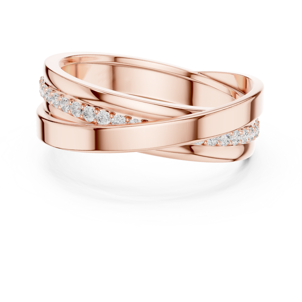 Round Diamond Criss-Cross Men's Band Ring