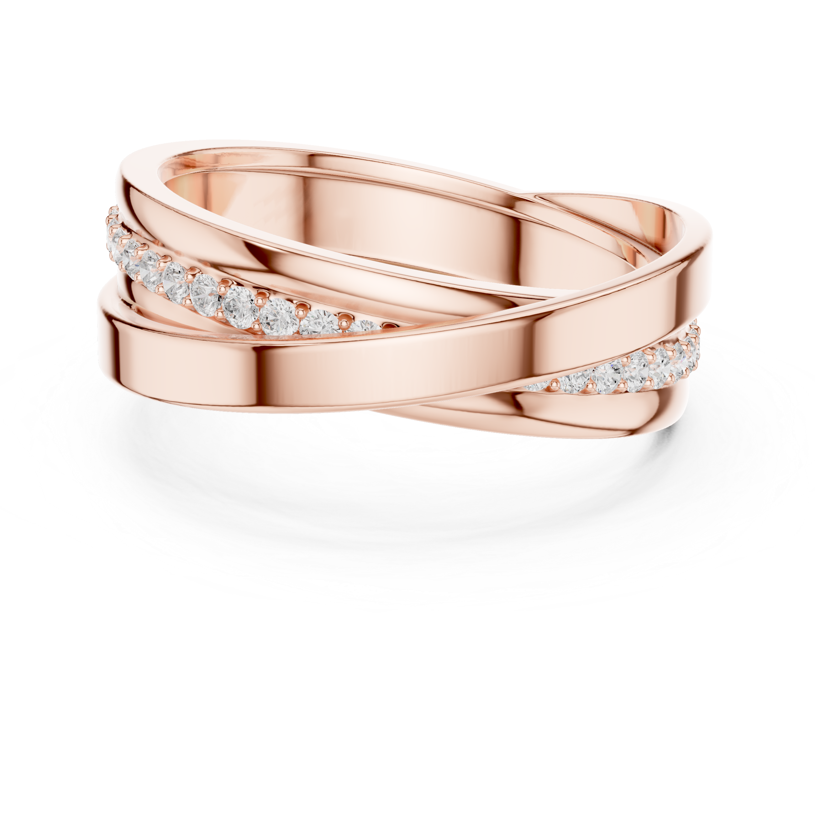 Round Diamond Criss-Cross Men's Band Ring