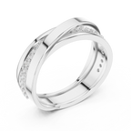 Round Diamond Criss-Cross Men's Band Ring