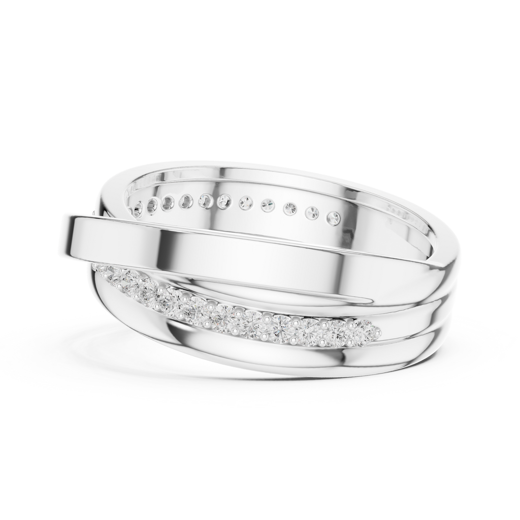 Round Diamond Criss-Cross Men's Band Ring