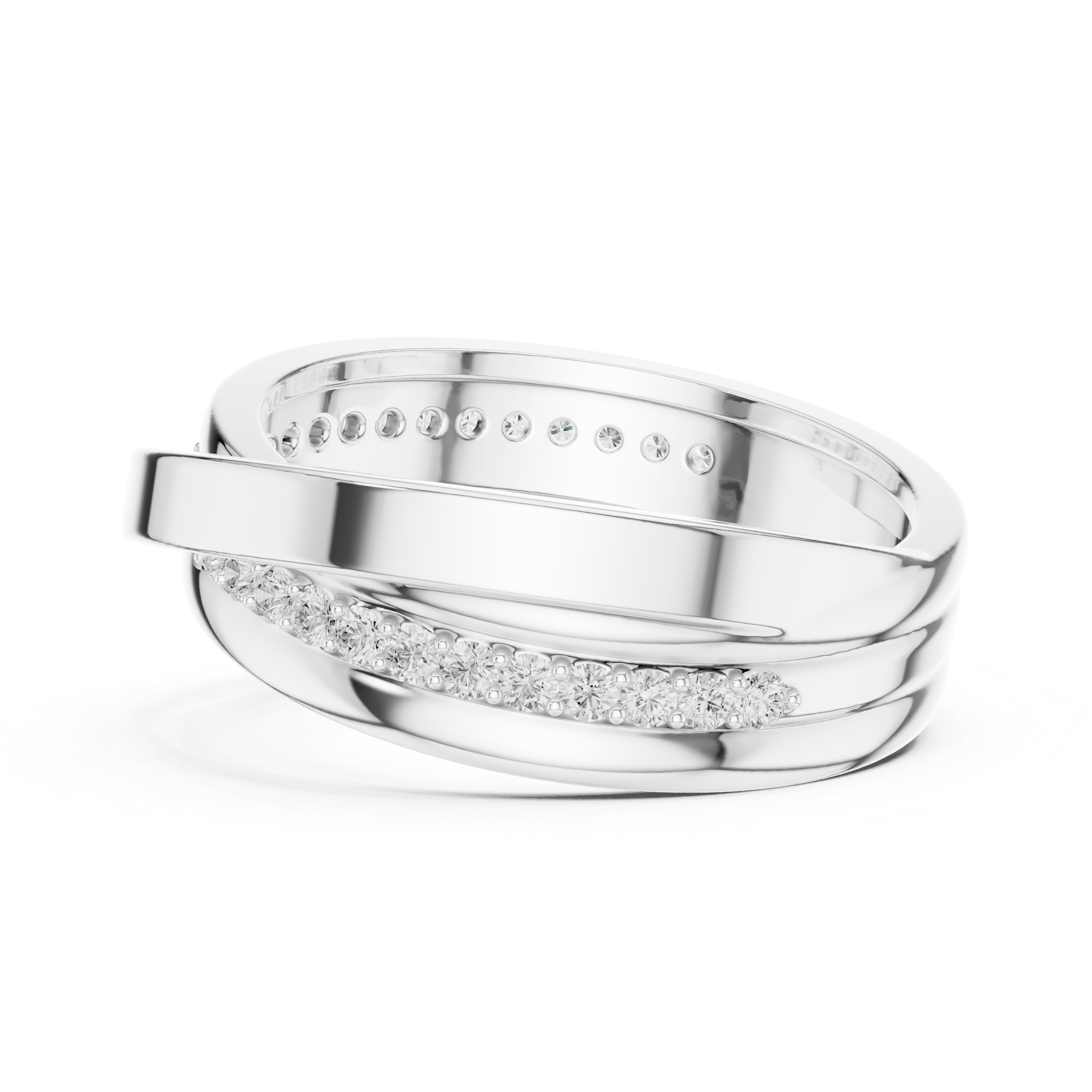 Round Diamond Criss-Cross Men's Band Ring
