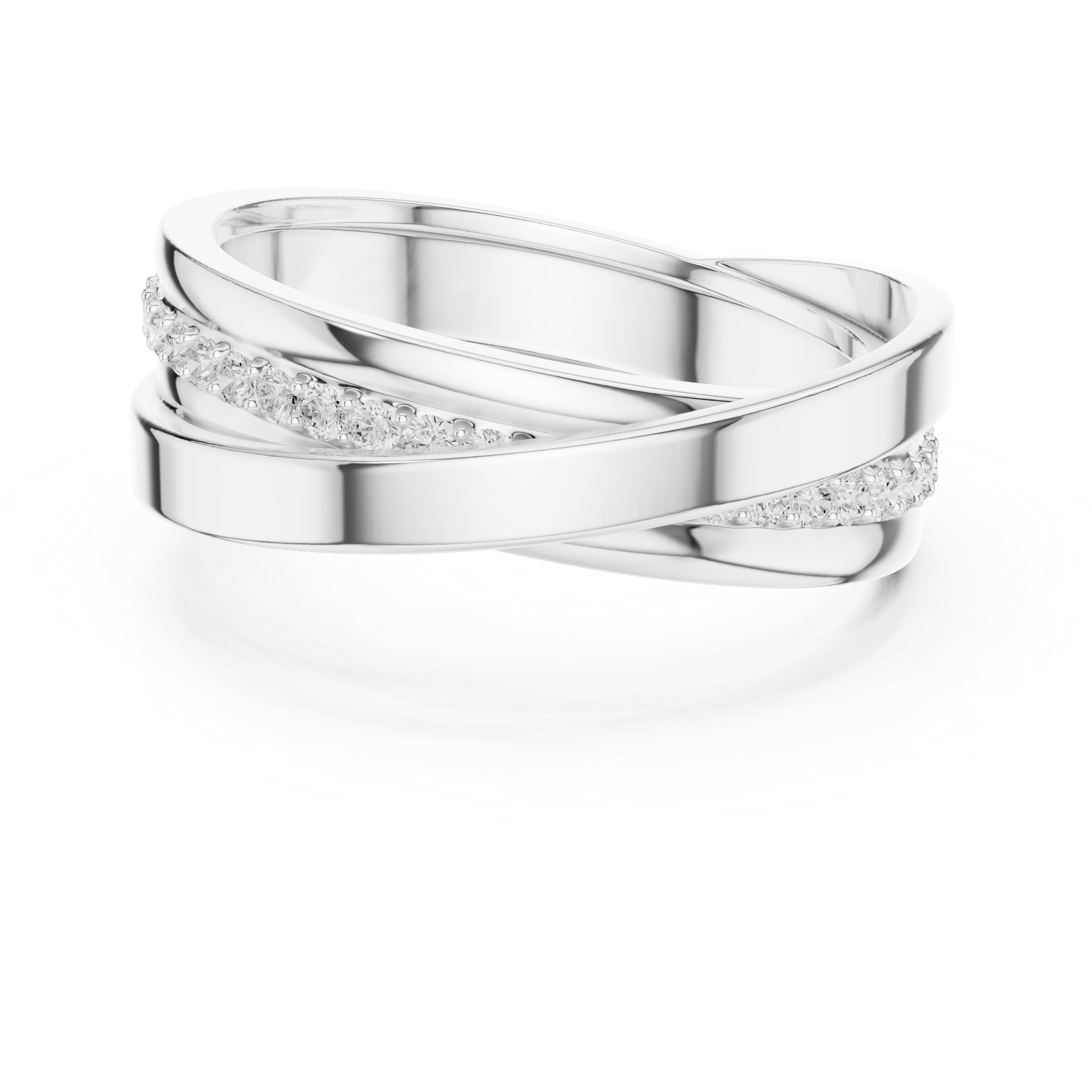 Round Diamond Criss-Cross Men's Band Ring