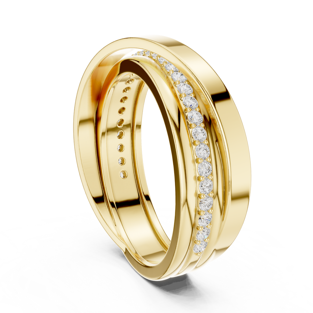 Round Diamond Criss-Cross Men's Band Ring