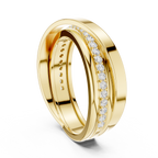 Round Diamond Criss-Cross Men's Band Ring