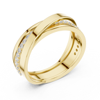 Round Diamond Criss-Cross Men's Band Ring