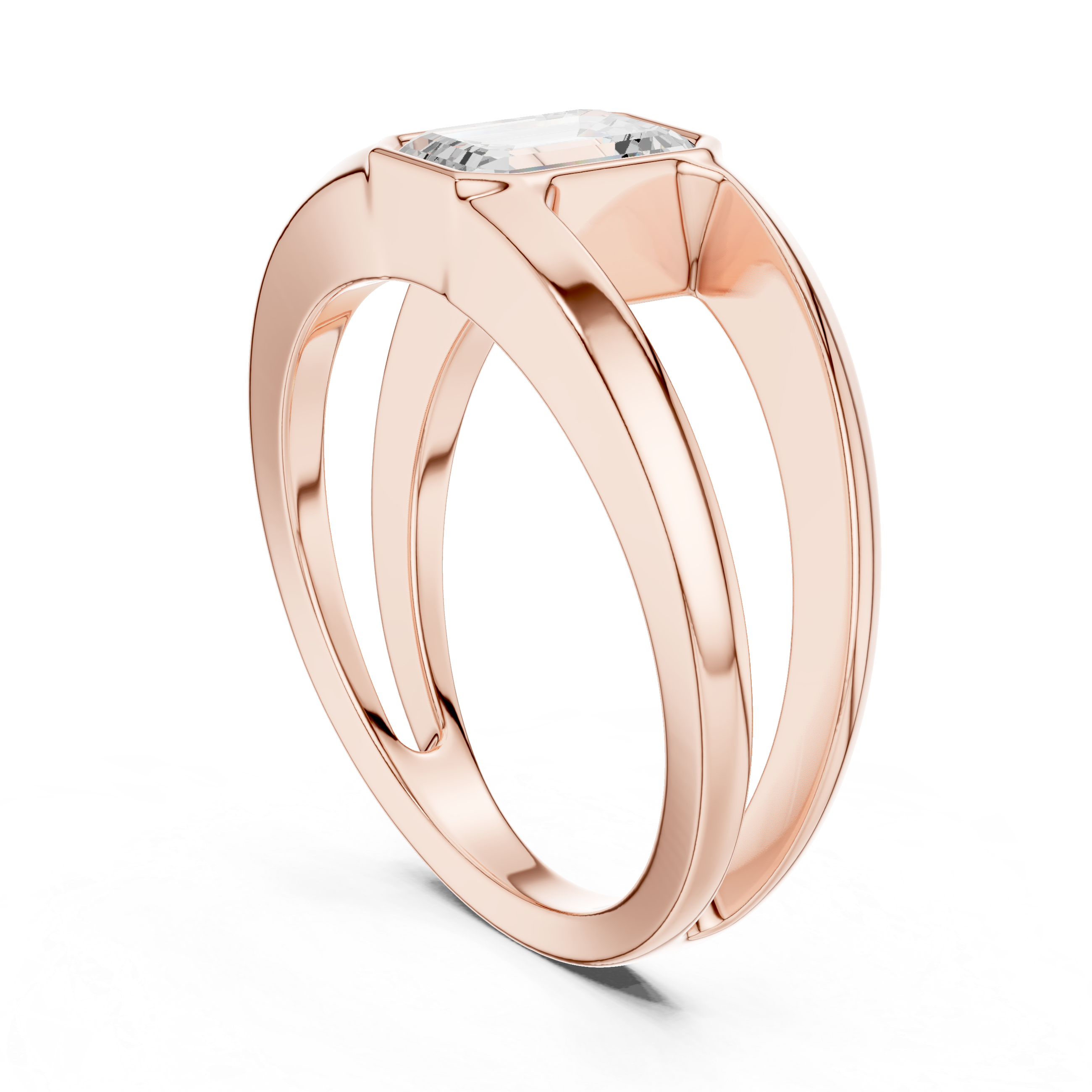 Emerald Cut Diamond Open Gallery Men's Ring
