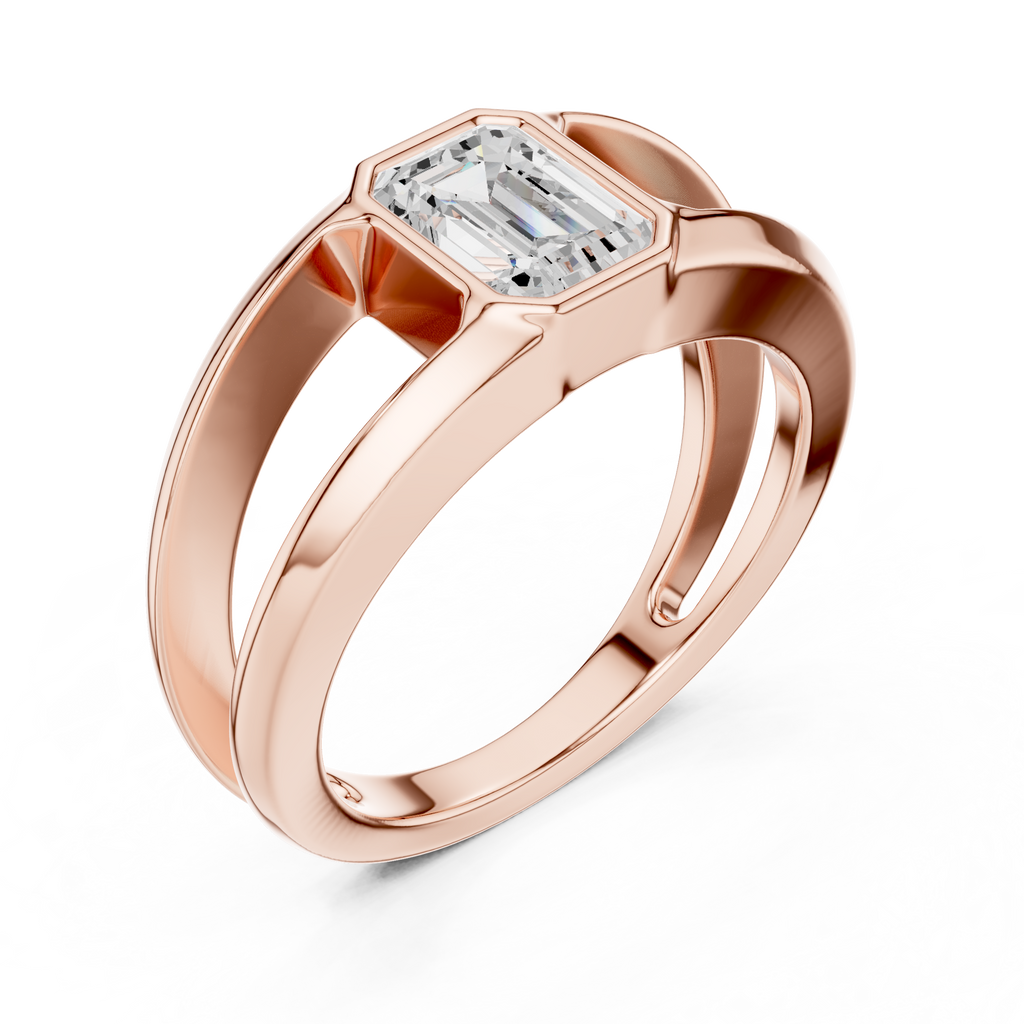 Emerald Cut Diamond Open Gallery Men's Ring