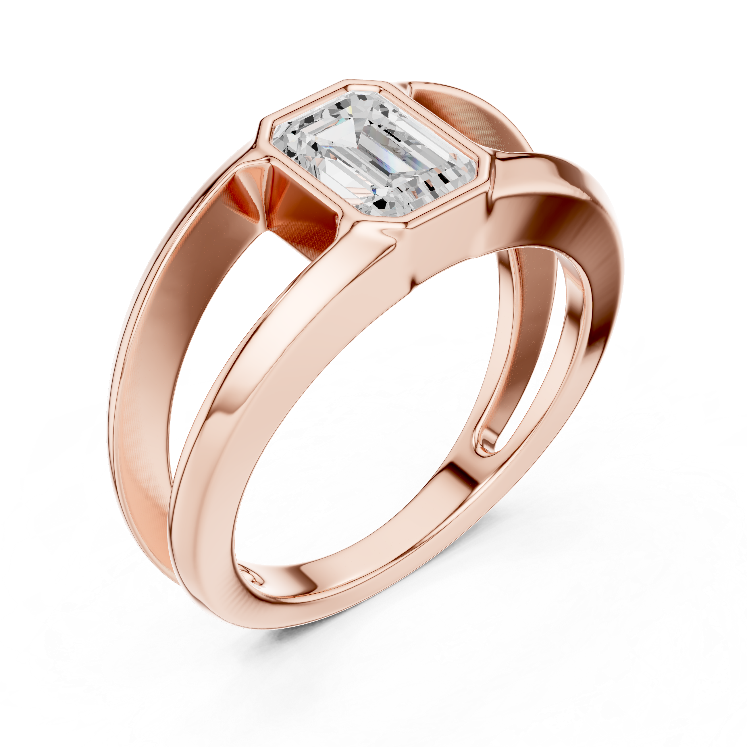 Emerald Cut Diamond Open Gallery Men's Ring