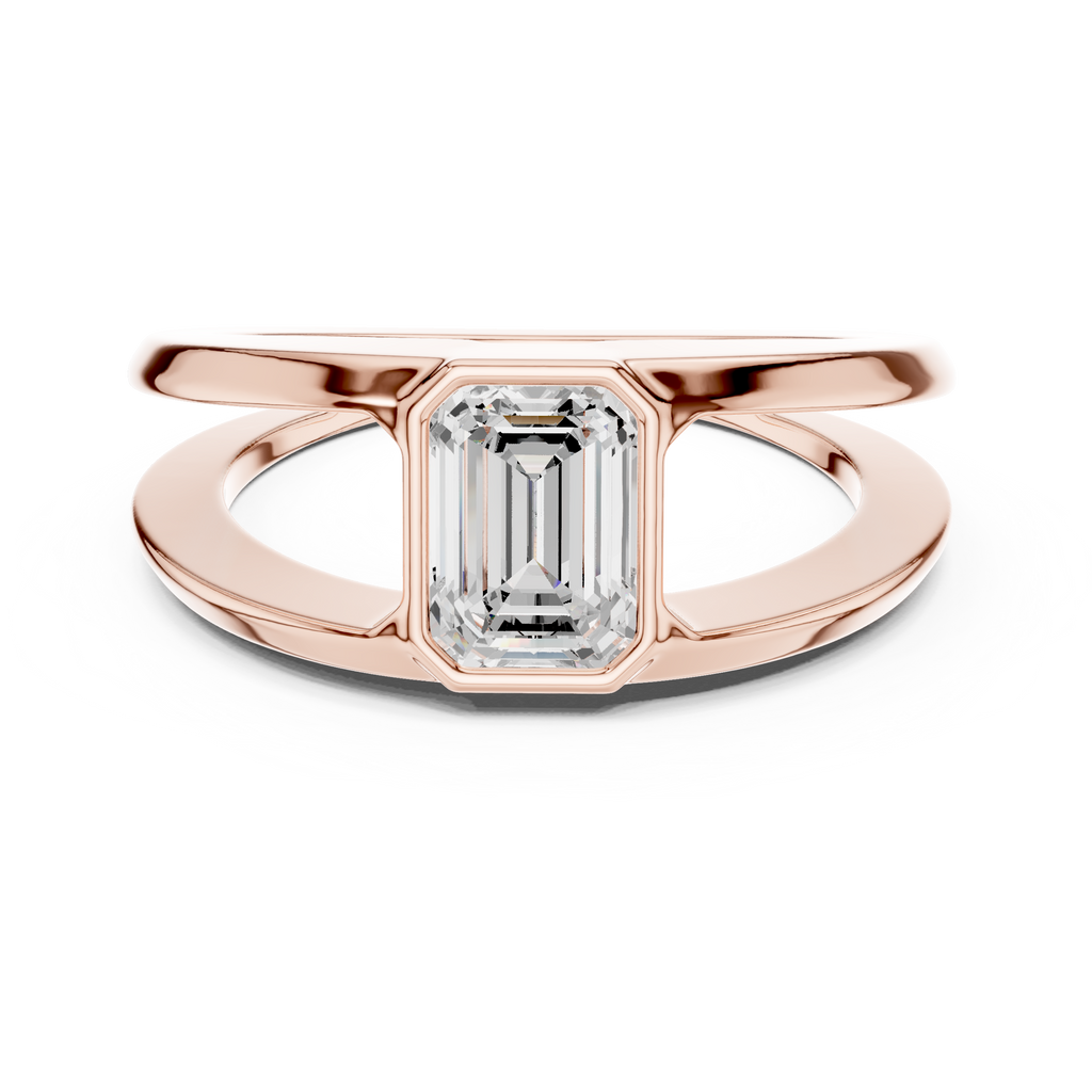 Emerald Cut Diamond Open Gallery Men's Ring