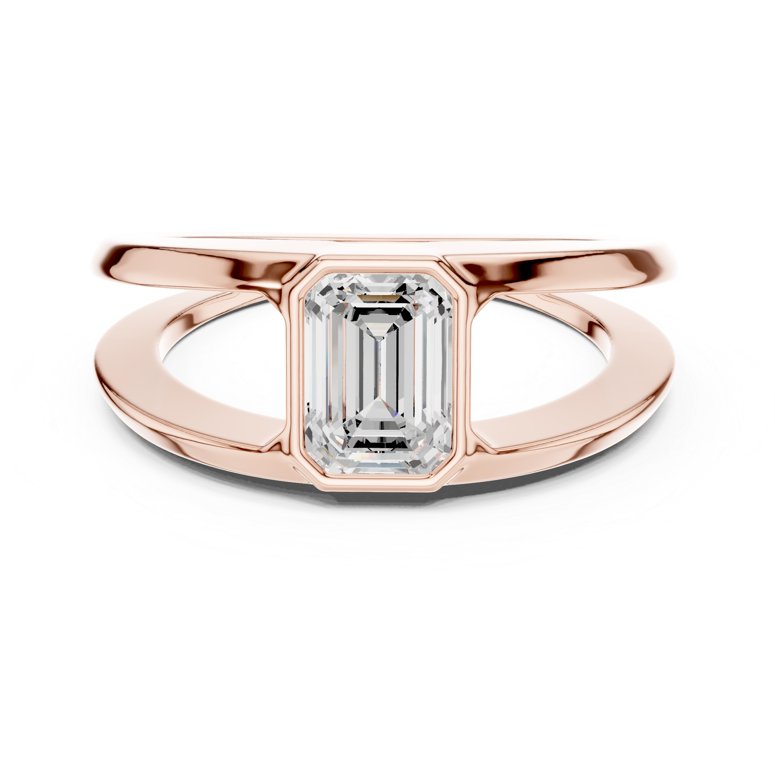 Emerald Cut Diamond Open Gallery Men's Ring