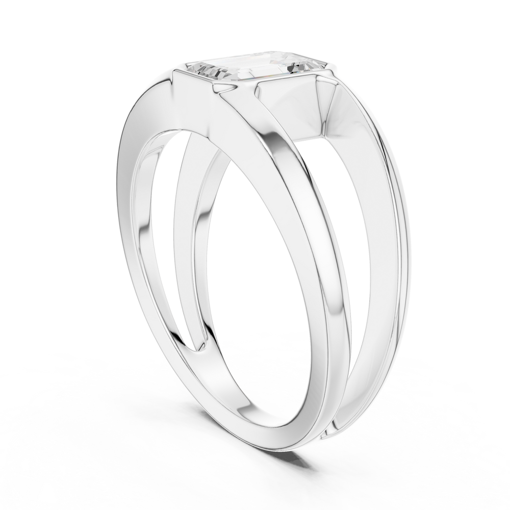 Emerald Cut Diamond Open Gallery Men's Ring