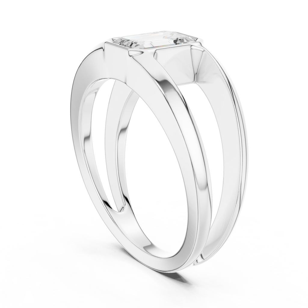 Emerald Cut Diamond Open Gallery Men's Ring