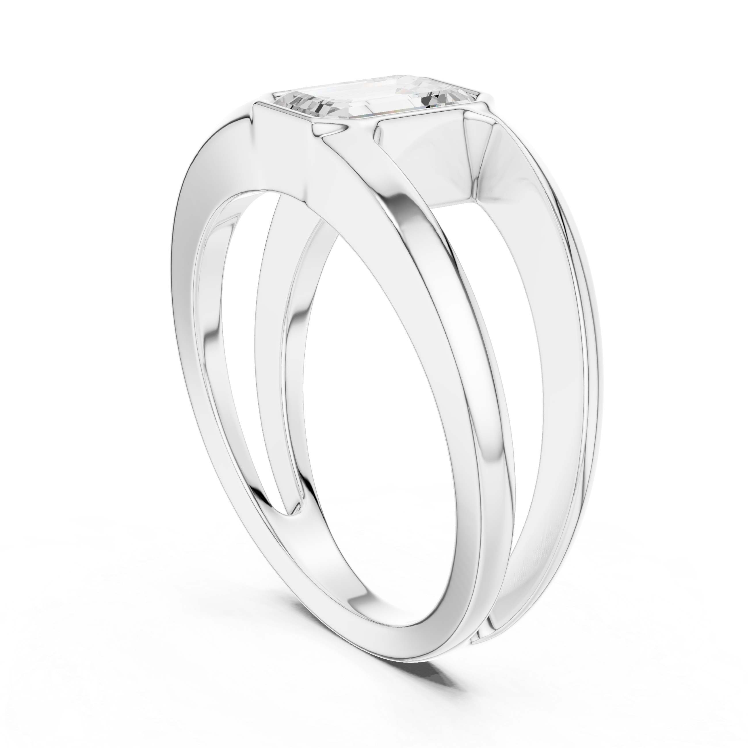 Emerald Cut Diamond Open Gallery Men's Ring