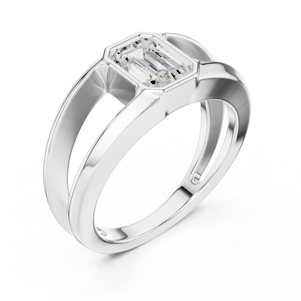 Emerald Cut Diamond Open Gallery Men's Ring