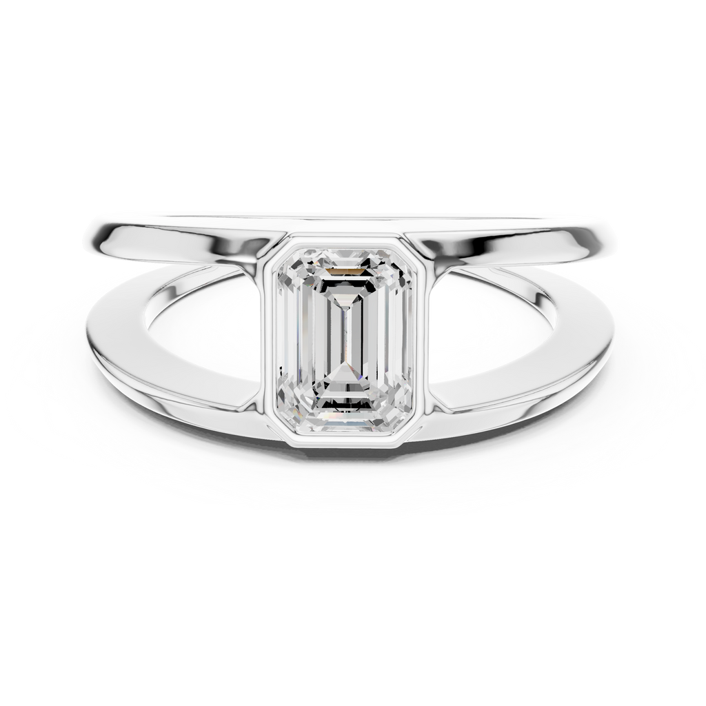 Emerald Cut Diamond Open Gallery Men's Ring
