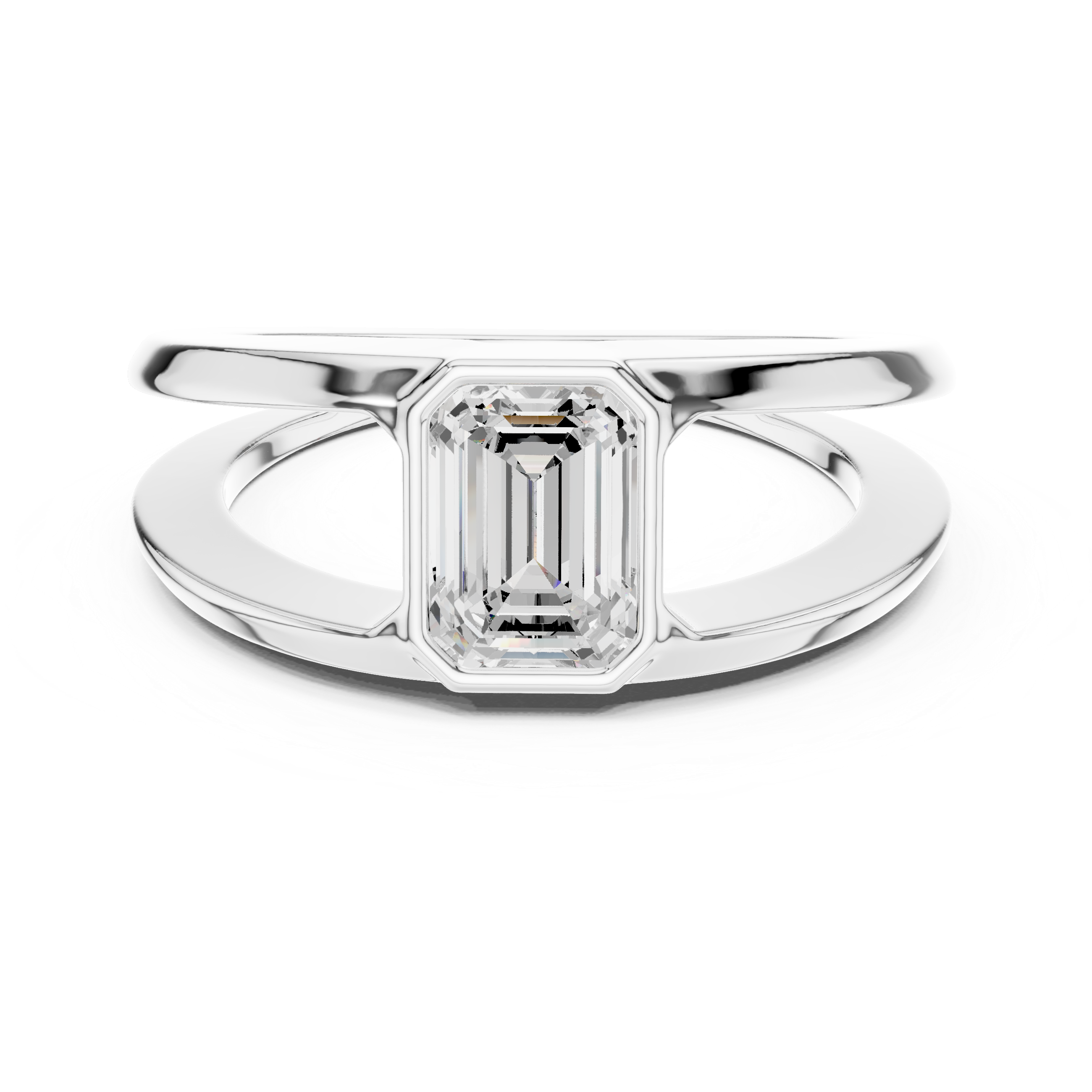 Emerald Cut Diamond Open Gallery Men's Ring
