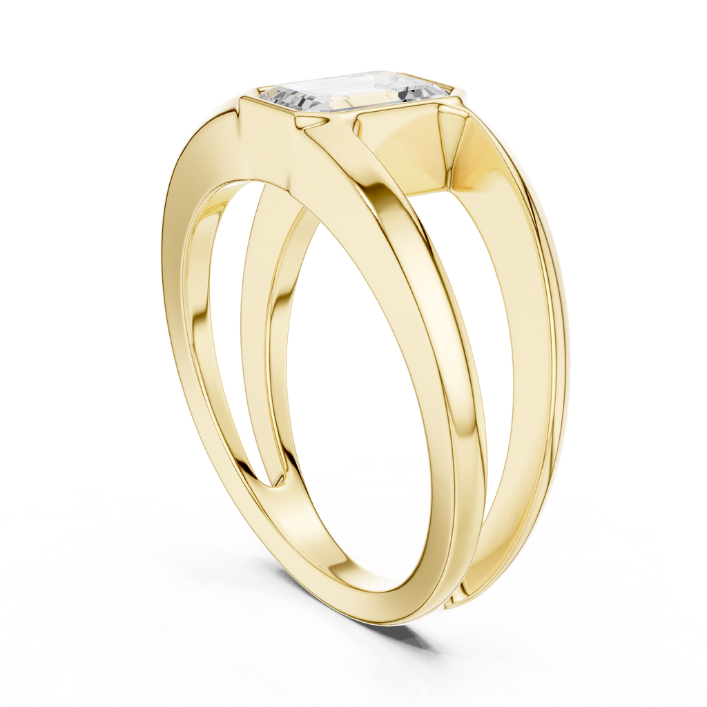 Emerald Cut Diamond Open Gallery Men's Ring